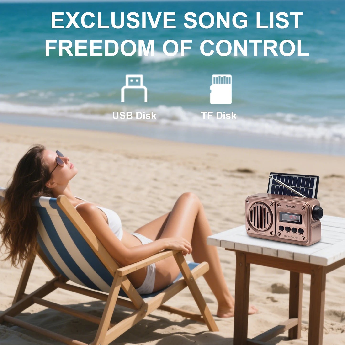 MD-499 Solar Bluetooth Speaker with FM Radio & USB MP3 – Emergency Power Bank