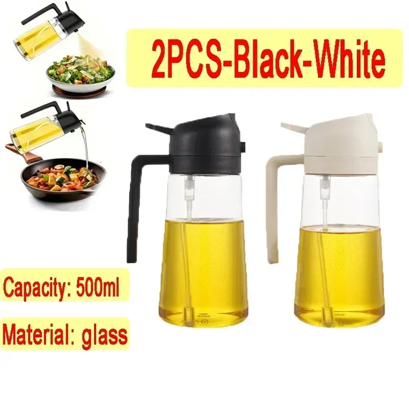 2-in-1 Glass Oil Dispenser & Sprayer | Leakproof, Non-Slip Kitchen Mister