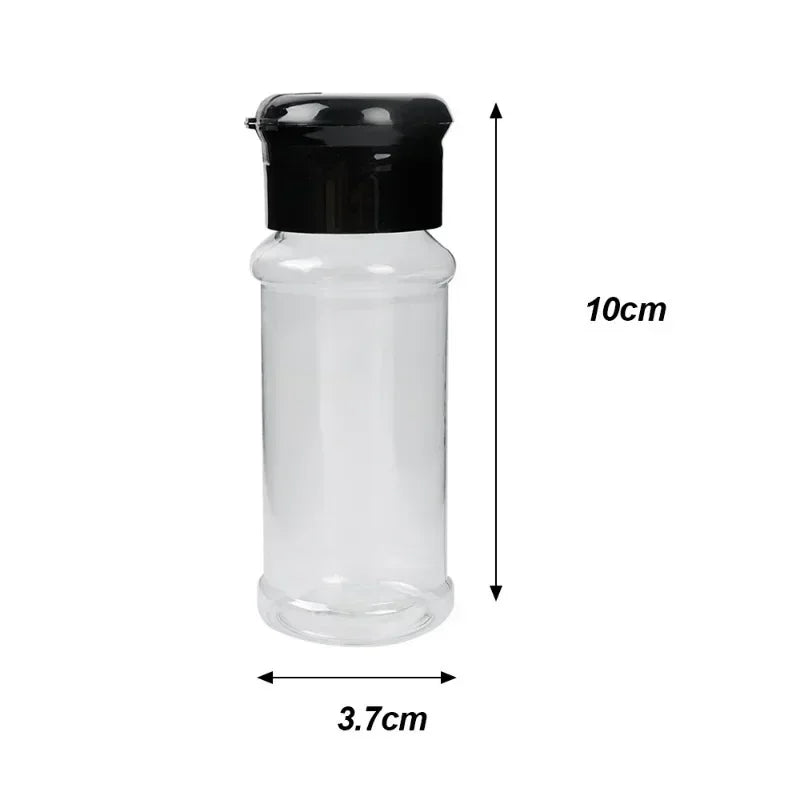 Compact Plastic Spice Shaker Bottles – Portable 100ml Seasoning Jars for Kitchen & BBQ