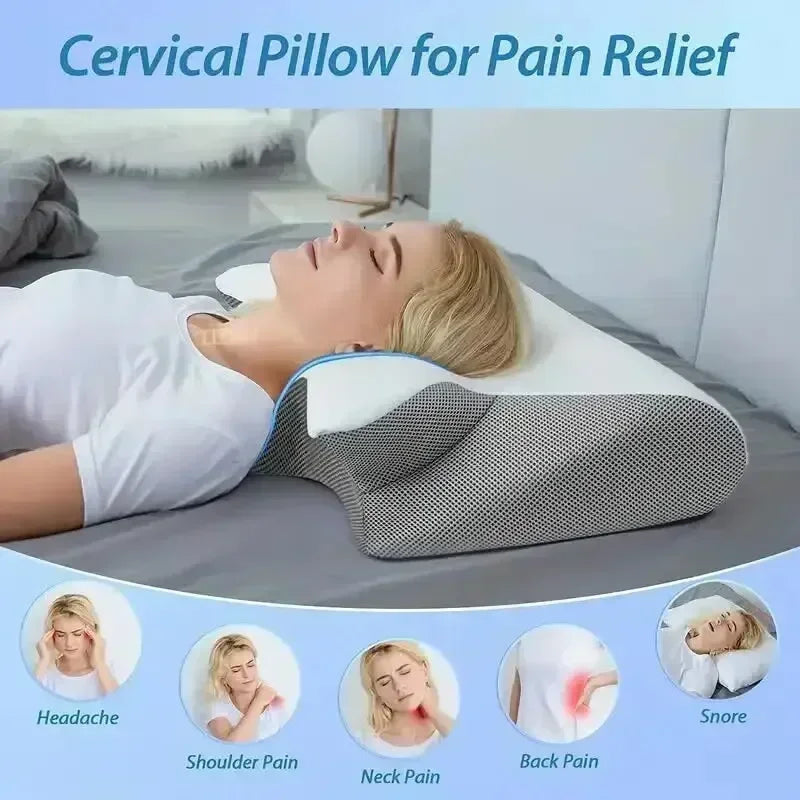 Sleep Memory Neck Pillow Butterfly Slow Rebound Comfortable Memory Foam Sleep Pillow Cervical Orthopedic Neck Massage Bed Pillow