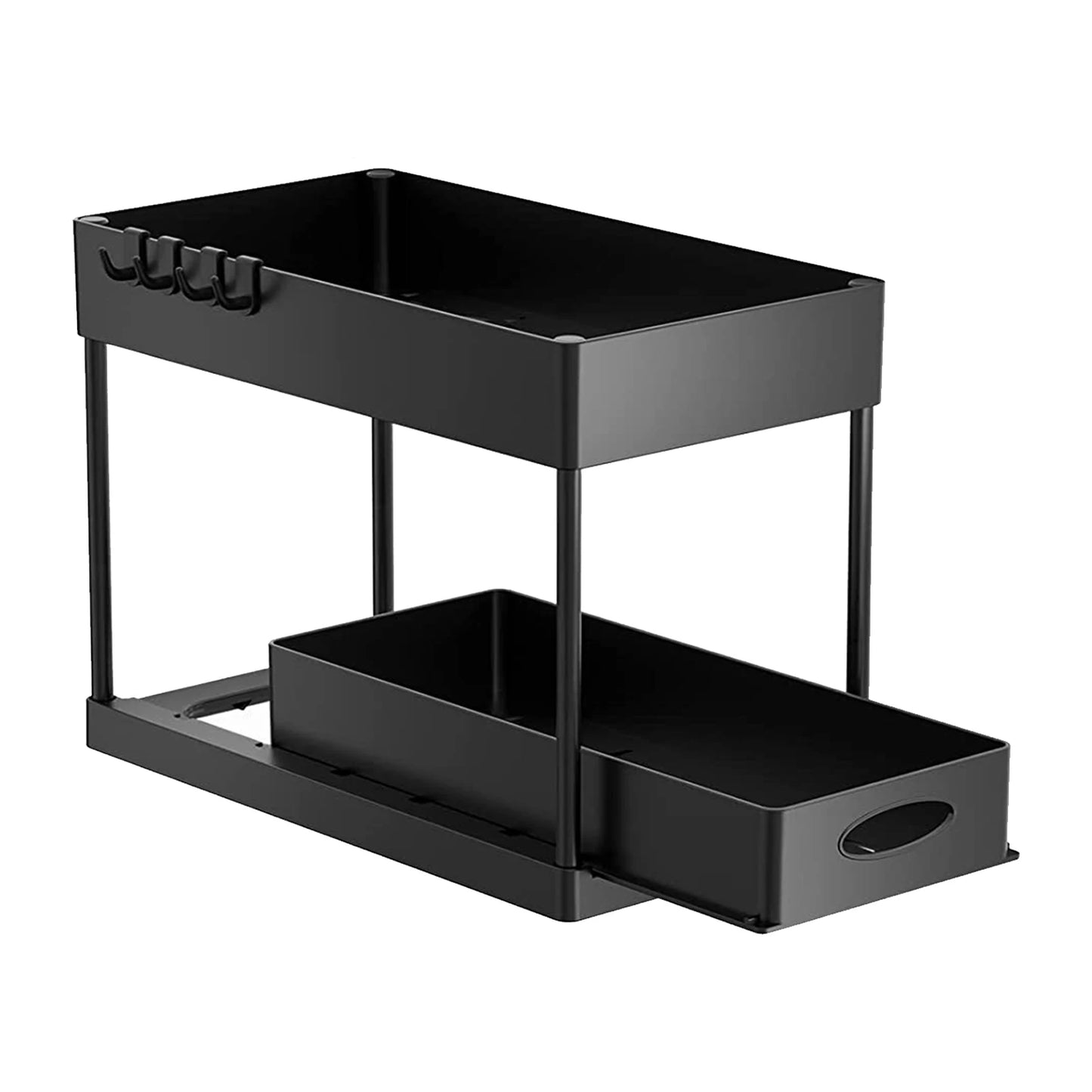 2-Tier Under Sink Organizer with Sliding Drawers & Hooks