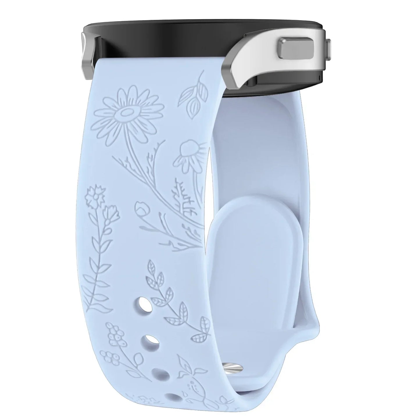20mm Floral Engraved Band for For Samsung Galaxy Watch 6/5/4/Active 2/5 Pro 45mm 40mm 44mm/Watch 6 4 Classic/Watch 3 41mm Strap