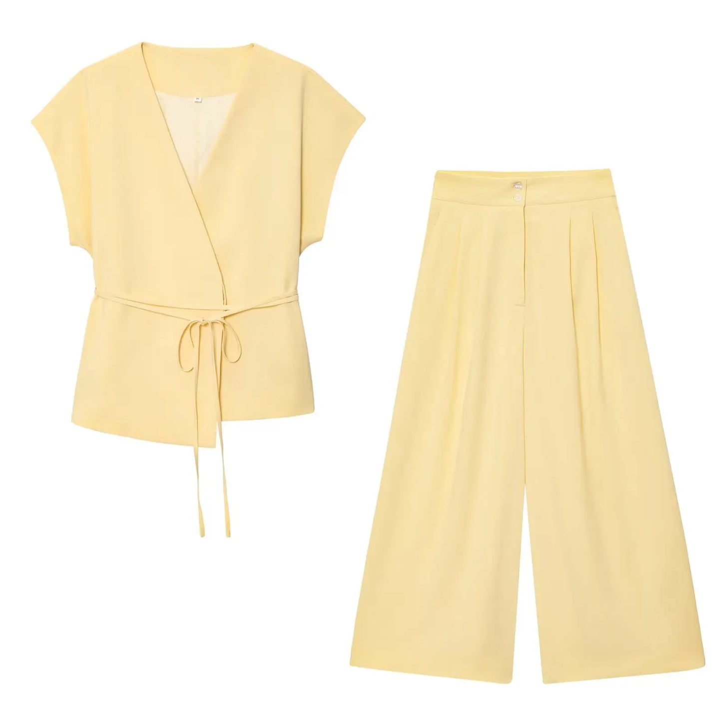 Women’s V-Neck Sleeveless Trouser Set – Summer Chic