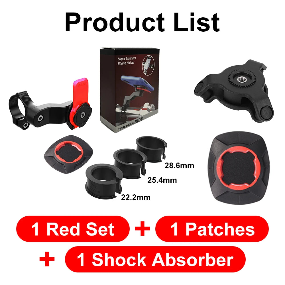 Motorcycle Bike Phone Holder Stand Bicycle Quad Lock Phone Holder Bike Holder 360° Rotatable Navigation Support Security Bracket