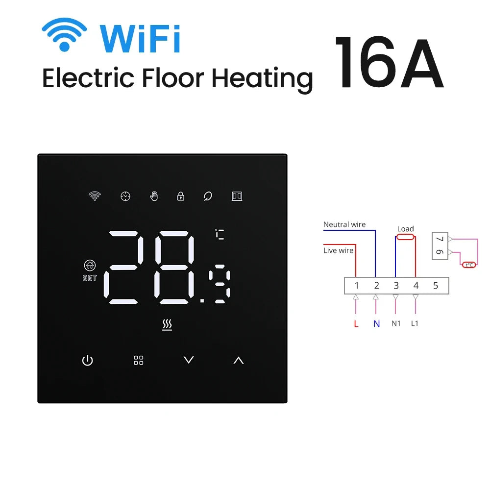AVATTO Tuya WiFi Heating Thermostat 220v,Smart Electric Water Floor Heating Temperature Controller for Google Home Alexa Alice