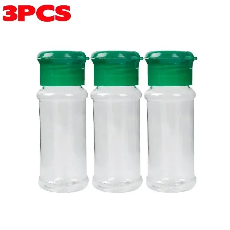 Compact Plastic Spice Shaker Bottles – Portable 100ml Seasoning Jars for Kitchen & BBQ