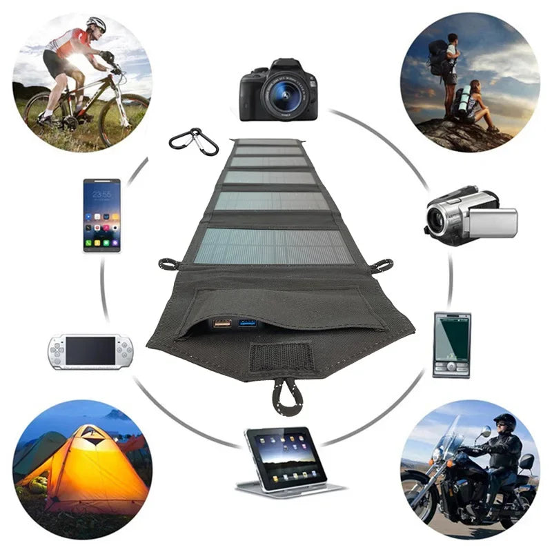 800W Foldable Solar Panel Charger – 20W USB/DC Output for Camping & Emergency Power