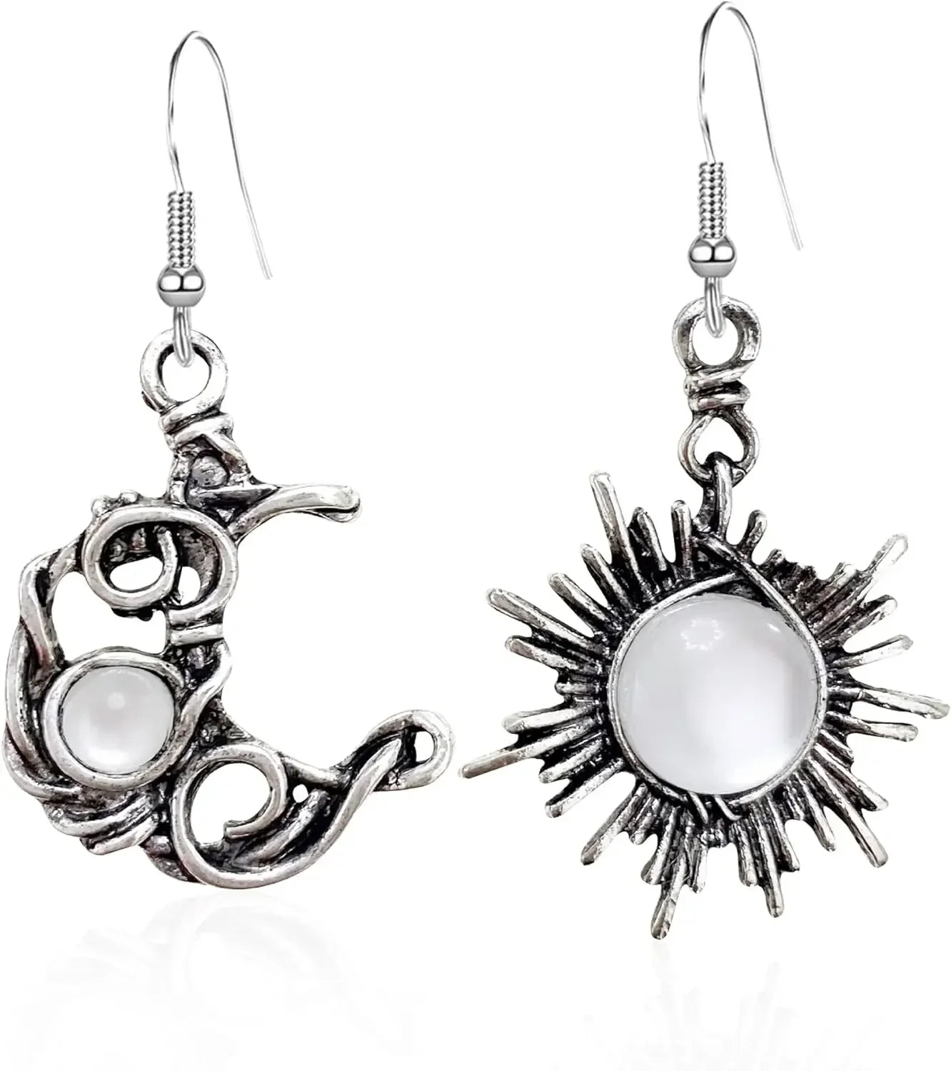 Boho Sun & Moon Drop Earrings – Vintage Crystal Jewelry for Women