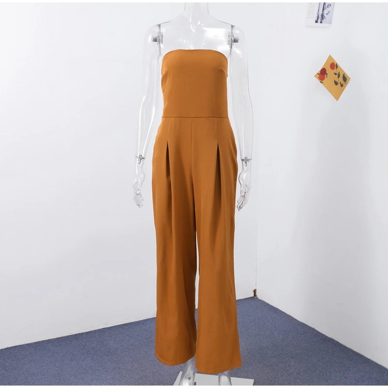 Backless Off-Shoulder Jumpsuit – Wide-Leg High Waist Summer Romper for Women