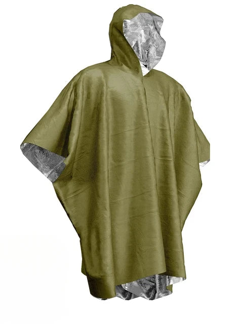 3 In 1 Outdoor Military Raincoat Hooded Sleeve Waterproof Rain Poncho Motorcycle Rain Cover Camping Hiking Travel Rainwear Tent