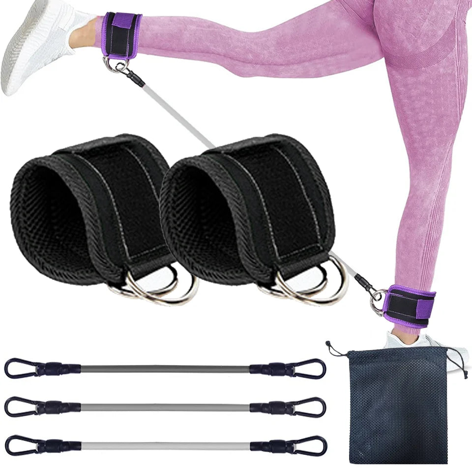 LOOGDEEL TPE Resistance Bands Ankle Straps Fitness D-Ring Support Ankle Cuffs Yoga Band Gym Guard Leg Strength Safety Extensions