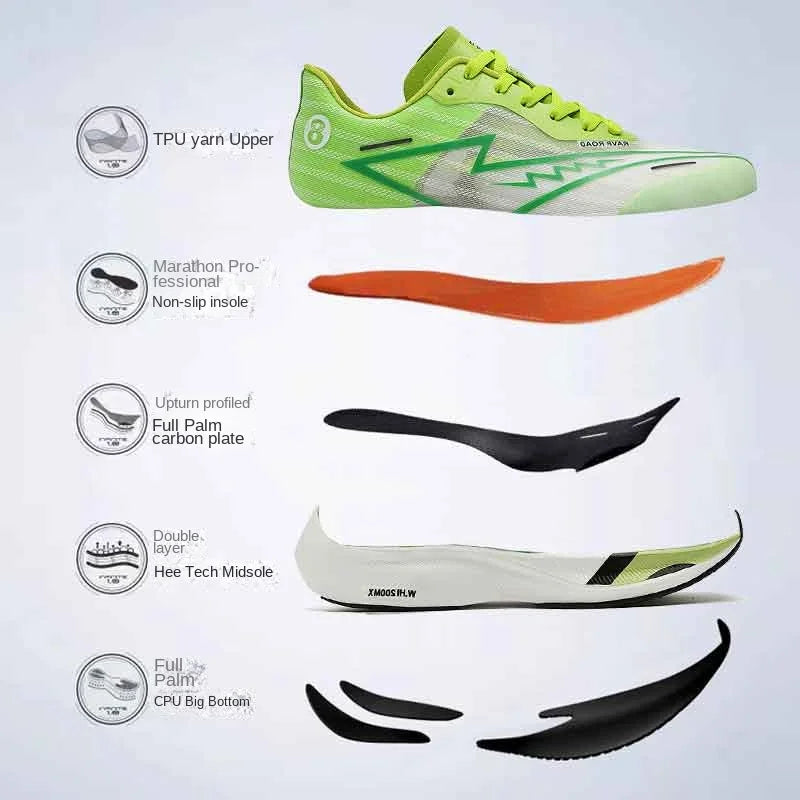 Real carbonboard racing running shoes couple's ultra-light cushioning sneakers men's thin mesh walking shoes