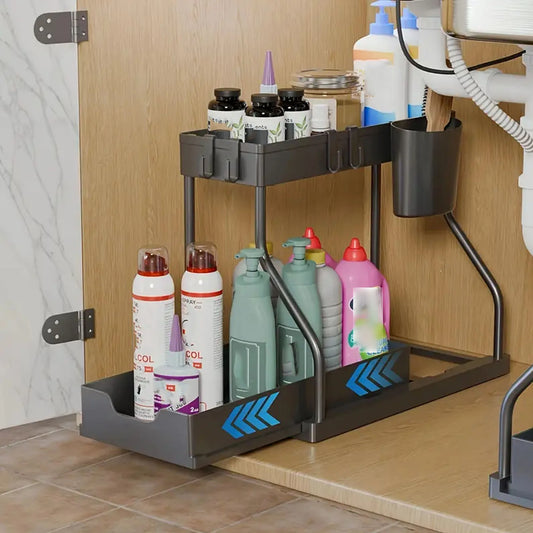 2-Tier Pull-Out Under Sink Organizer for Kitchen & Bathroom
