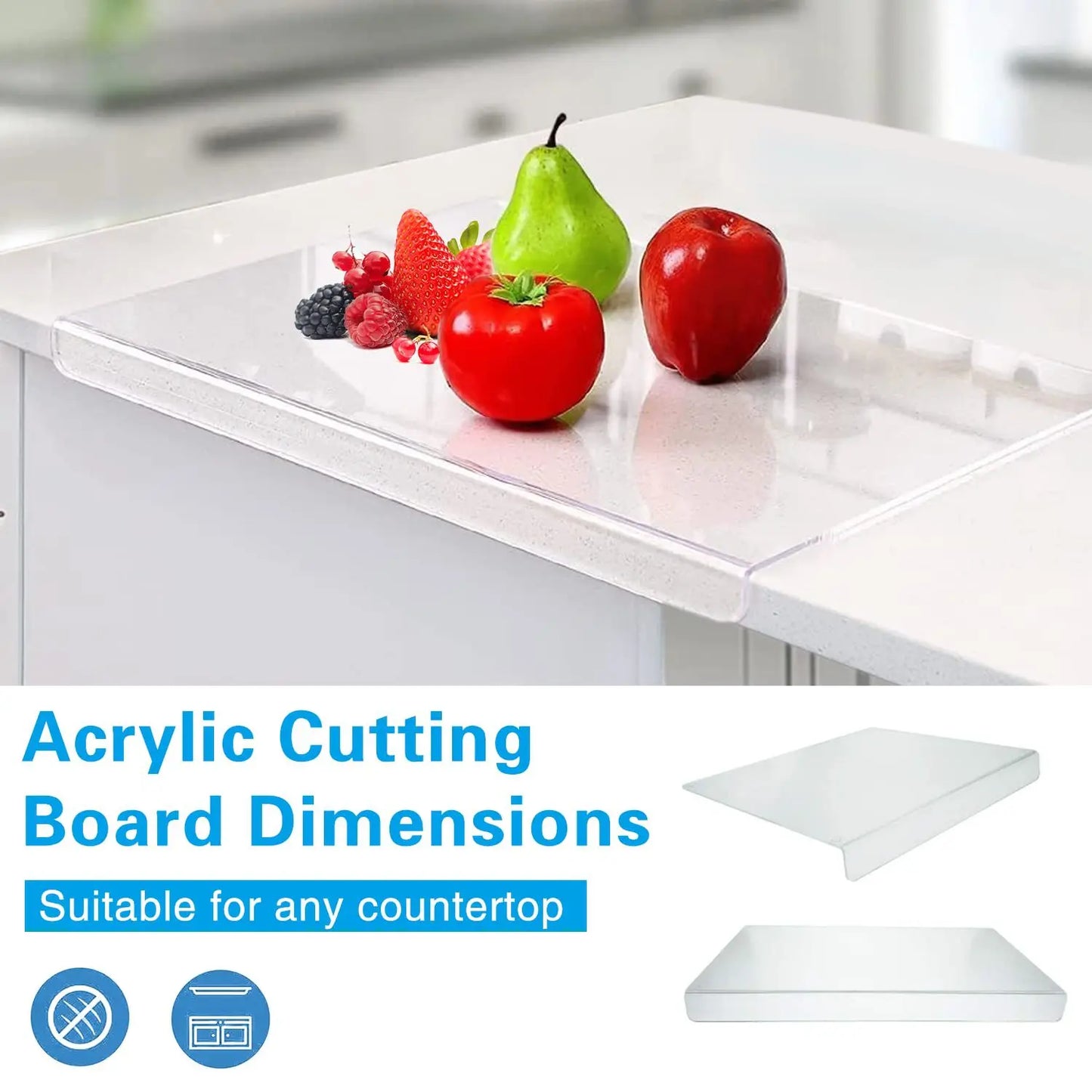 Acrylic Cutting Board with Lip – Non-Slip Transparent Counter Protector