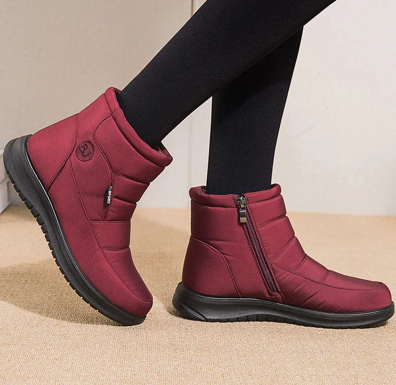 Women's Boots 2025 Winter Shoes For Women Ankle Boots Warm Fur Botas Mujer Waterproof Low Heels Snow Boots Winter Flat Shoes