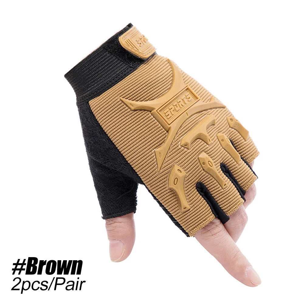 1 Pair Kids Half Finger Gloves Sports Gloves Non-Slip Gel Gloves Adjustable Fingerless Gloves for Children Cycling Riding Biking