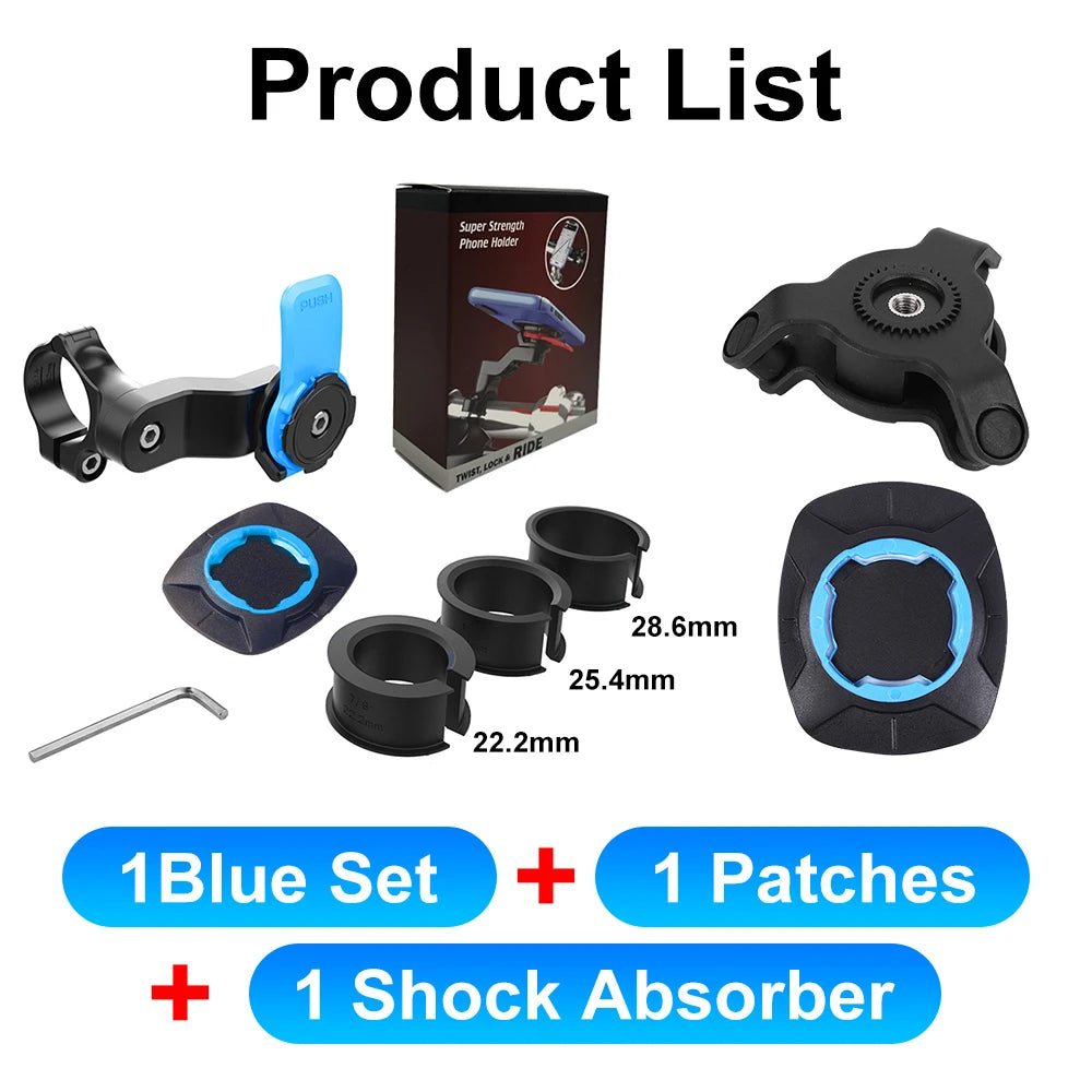 Motorcycle Bike Phone Holder Stand Bicycle Quad Lock Phone Holder Bike Holder 360° Rotatable Navigation Support Security Bracket