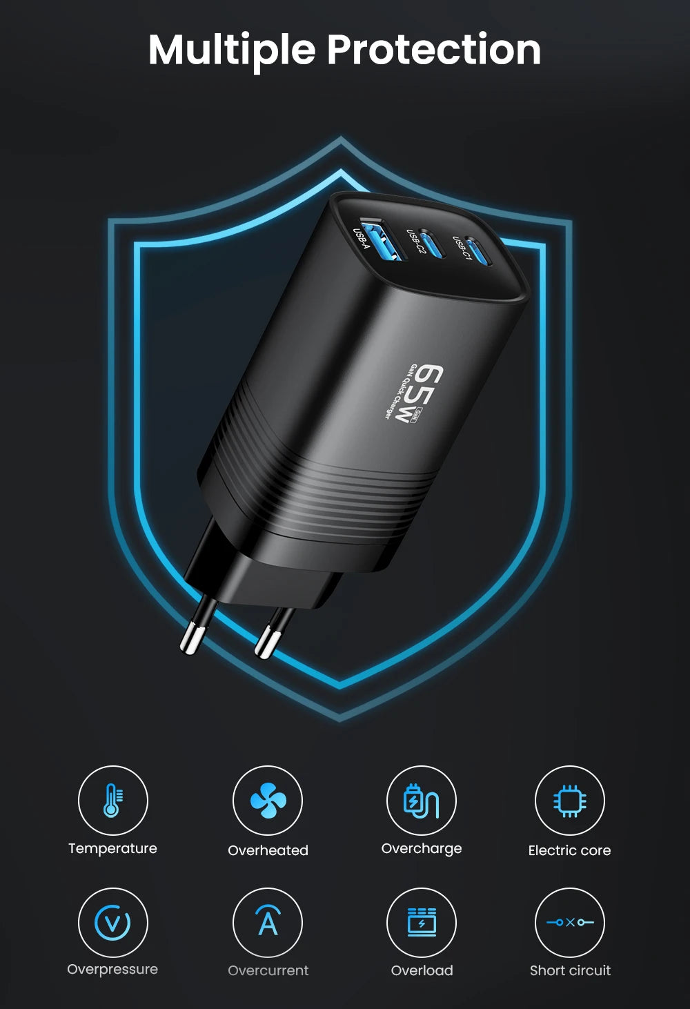 65W GaN USB Type C Fast Charger For Laptop PPS 45W PD QC 3.0 Quick Charge For iPhone 14 13 Samsung Xiaomi Realme Phone Charger