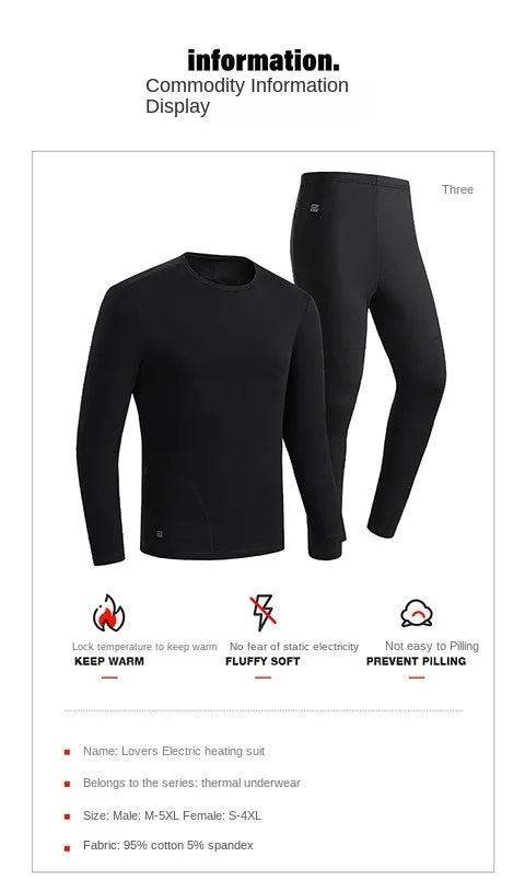 30 Zones Heating Heated Underwear Women Men Motorcycle Jacket USB Electric Heating Underwear Fleece