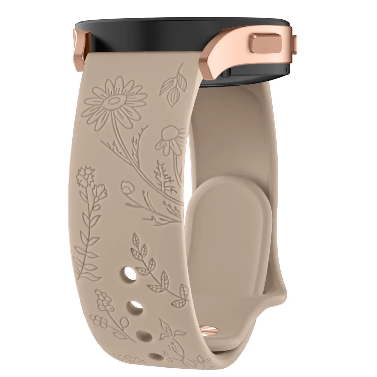 20mm Floral Engraved Band for For Samsung Galaxy Watch 6/5/4/Active 2/5 Pro 45mm 40mm 44mm/Watch 6 4 Classic/Watch 3 41mm Strap