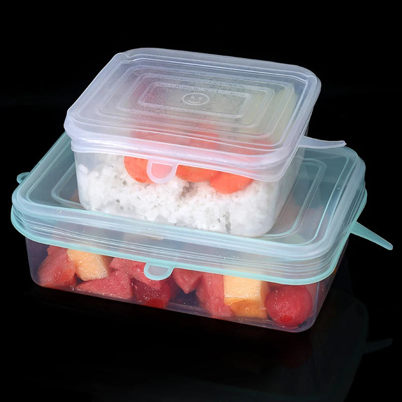 6pcs/set Silicone Covers Adaptable Silicone Lids Silicone Caps for Food Universal Dish Stretch Lids for Cans Kitchen Accessories
