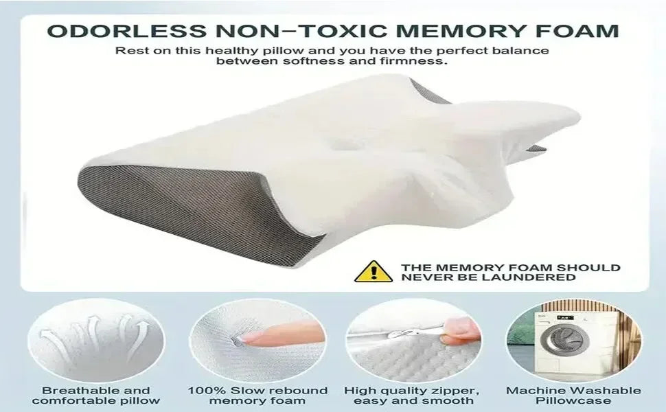 Sleep Memory Neck Pillow Butterfly Slow Rebound Comfortable Memory Foam Sleep Pillow Cervical Orthopedic Neck Massage Bed Pillow