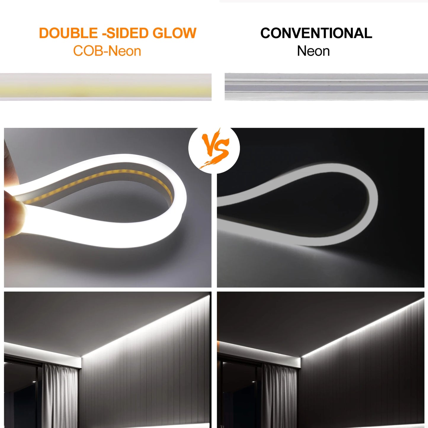 COB LED Strip Light – Dual Glow, Waterproof & Flexible (12V/24V)