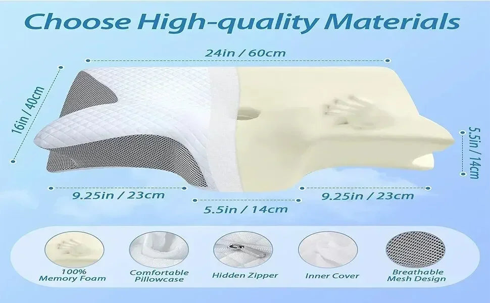 Sleep Memory Neck Pillow Butterfly Slow Rebound Comfortable Memory Foam Sleep Pillow Cervical Orthopedic Neck Massage Bed Pillow