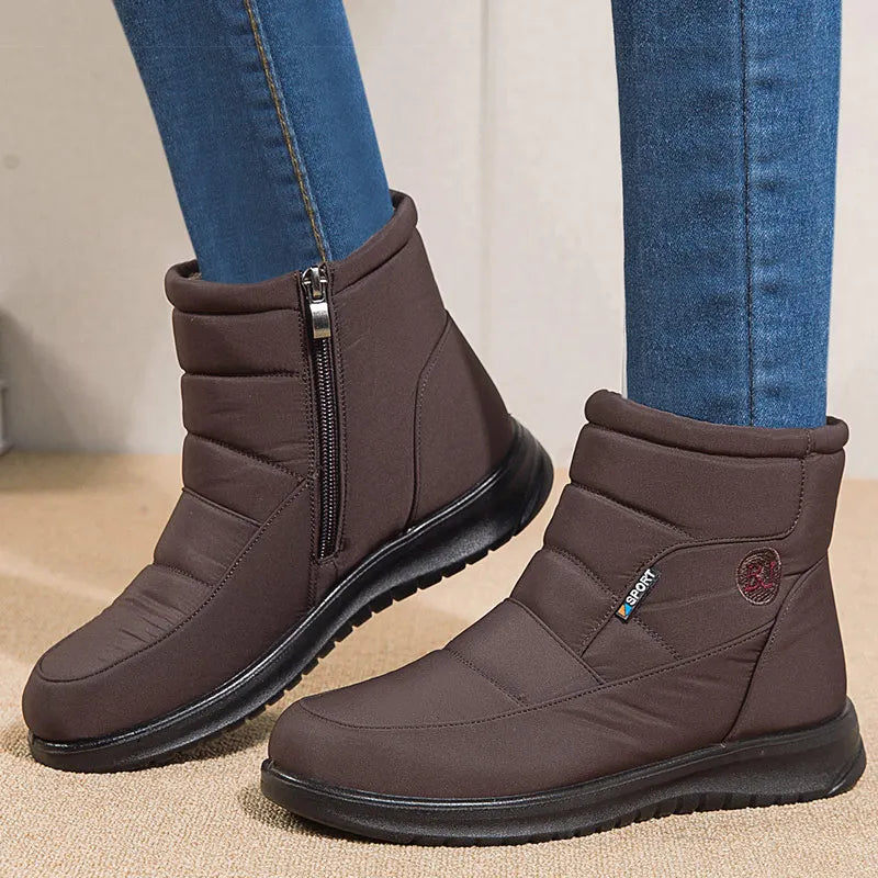 Women's Boots 2025 Winter Shoes For Women Ankle Boots Warm Fur Botas Mujer Waterproof Low Heels Snow Boots Winter Flat Shoes