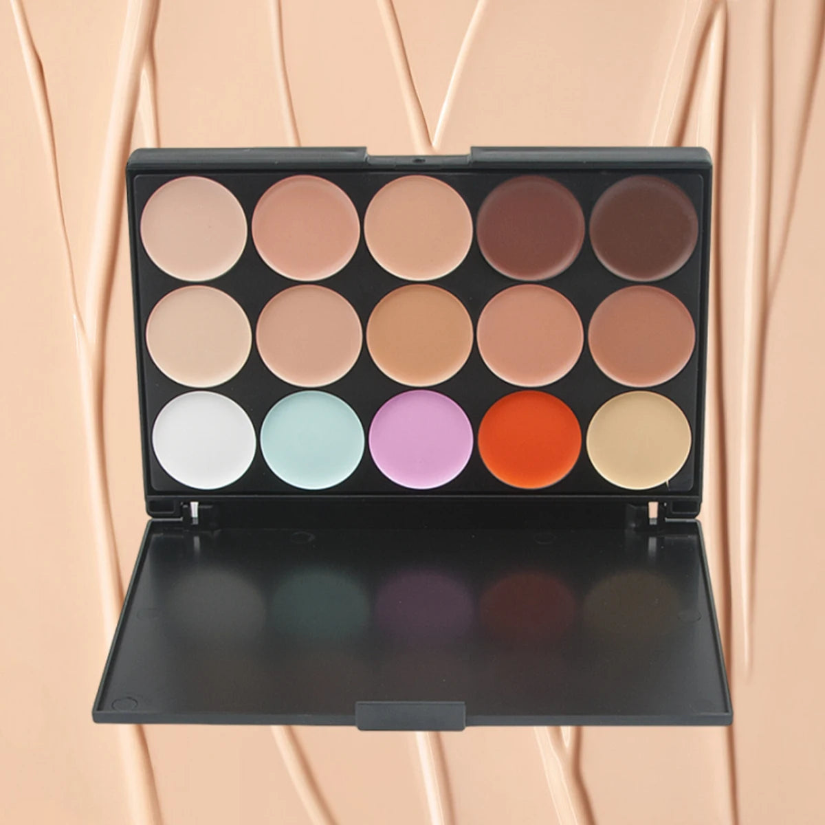 2pcs 15-color Professional Concealer with Brush,Face Makeup and Contouring Dark Circles Acne Mark Brightening Waterproof Sweat