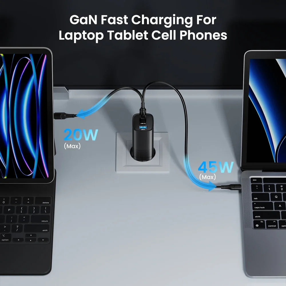 65W GaN USB Type C Fast Charger For Laptop PPS 45W PD QC 3.0 Quick Charge For iPhone 14 13 Samsung Xiaomi Realme Phone Charger