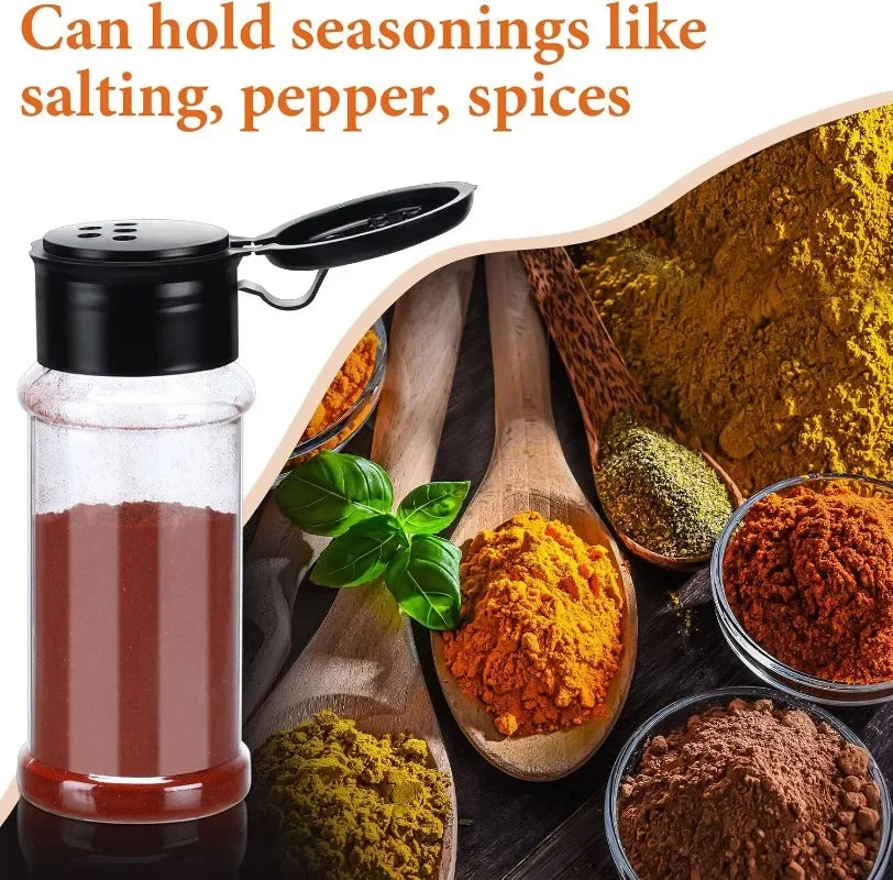 Compact Plastic Spice Shaker Bottles – Portable 100ml Seasoning Jars for Kitchen & BBQ