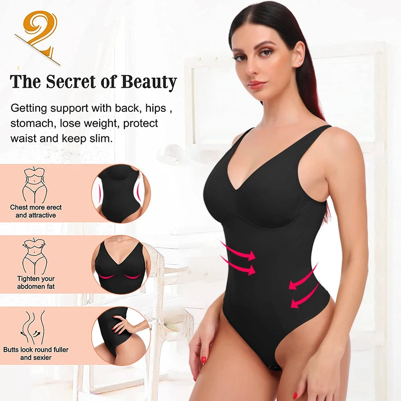 Women's Shapewear Bodysuit with Built-in Bra & Tummy Control
