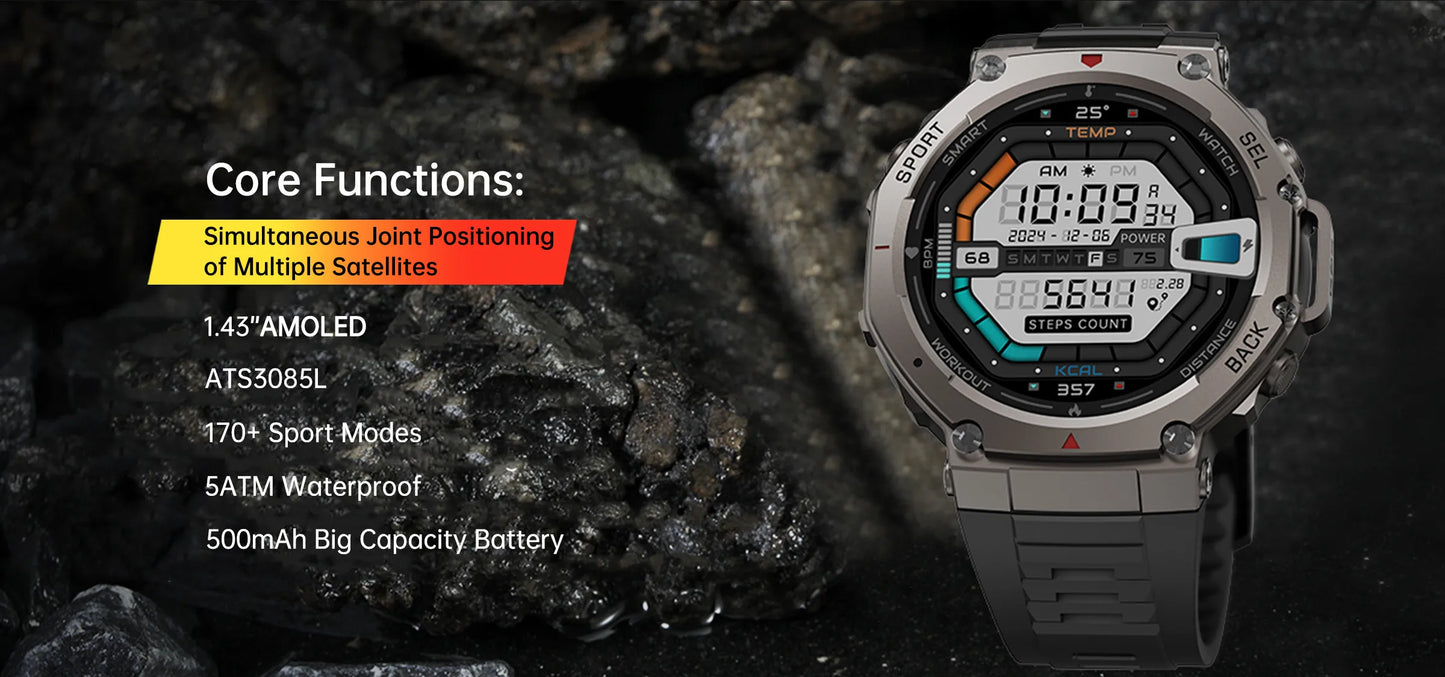T-Rex 3 GPS Smart Watch 10ATM IP69K Waterproof Clock Compass Altimeter Call Military Sports Smartwatch Men For HUAWEI Bracelet
