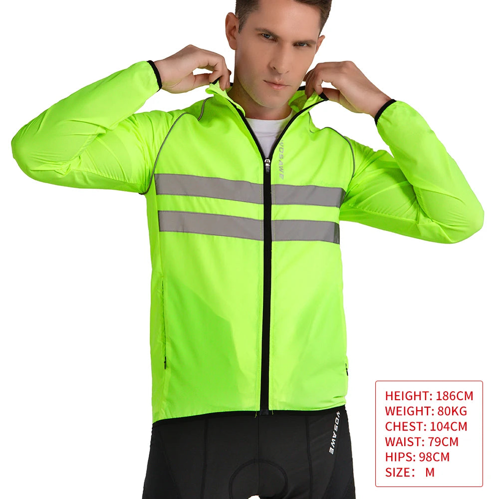 WOSAWE Ultralight Men's Cycling Windbreaker Reflective Jacket Windproof Bike Jacket Water Resistant MTB Road Bicycle Long Jersey