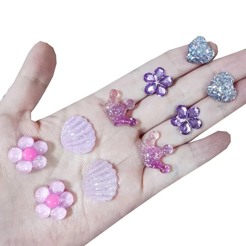 clip on earing girls children Pink jewelry child clip earrings Butterfly Shell Star flower ear clip for kids gift 5 Pairs