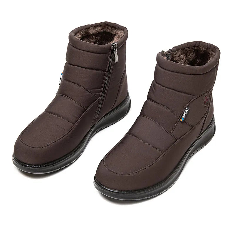 Women's Boots 2025 Winter Shoes For Women Ankle Boots Warm Fur Botas Mujer Waterproof Low Heels Snow Boots Winter Flat Shoes