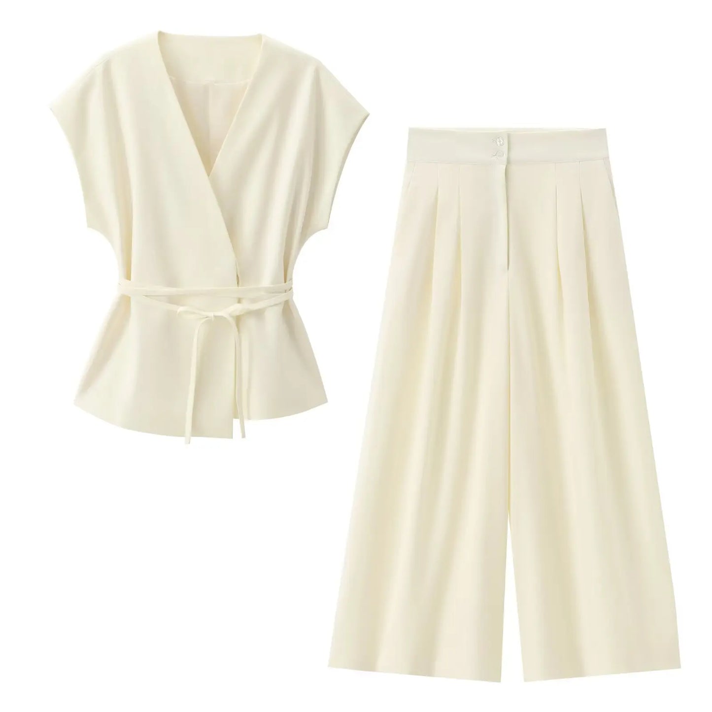 Women’s V-Neck Sleeveless Trouser Set – Summer Chic