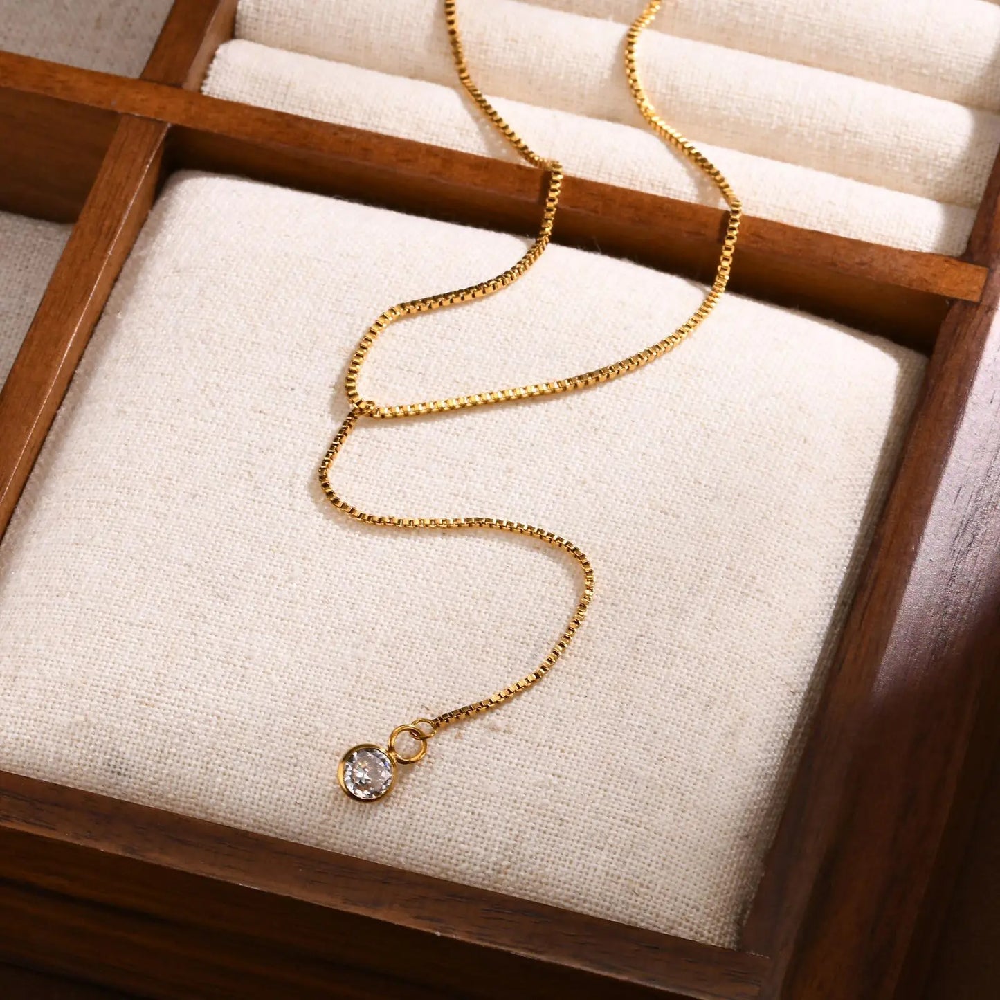 Gold Lariat Y Necklace for Women – Dainty CZ Drop Chain