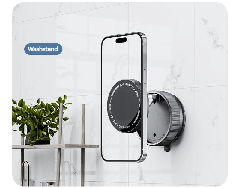 Vacuum Magnetic Car Phone Holder Foldable Suction Cup Kitchen Mirro Gym Bath Shower for Iphone 16 15 14 13 12 11 Pro Max Samsung