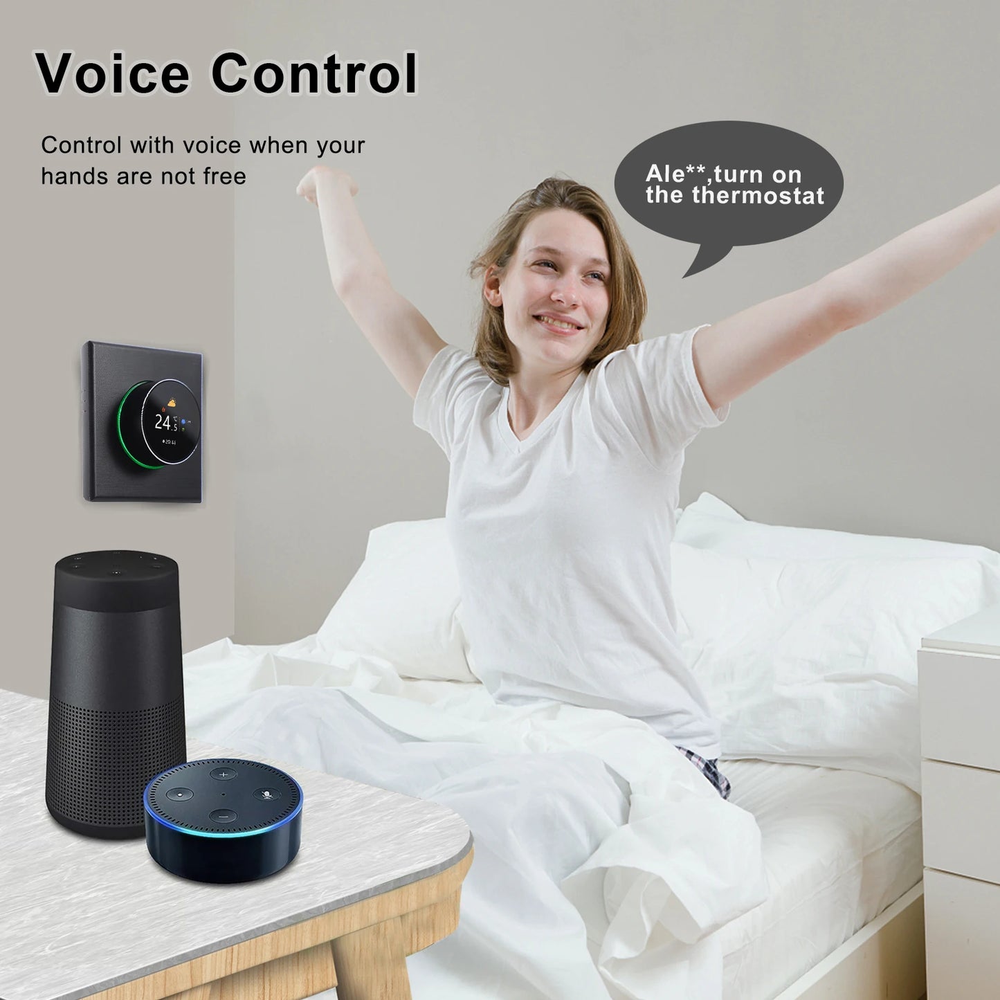 WiFi Smart Thermostat Temperature Controller Weekly Programmable Button Control/ Mobile APP/ Voice Control Compatible with Alex
