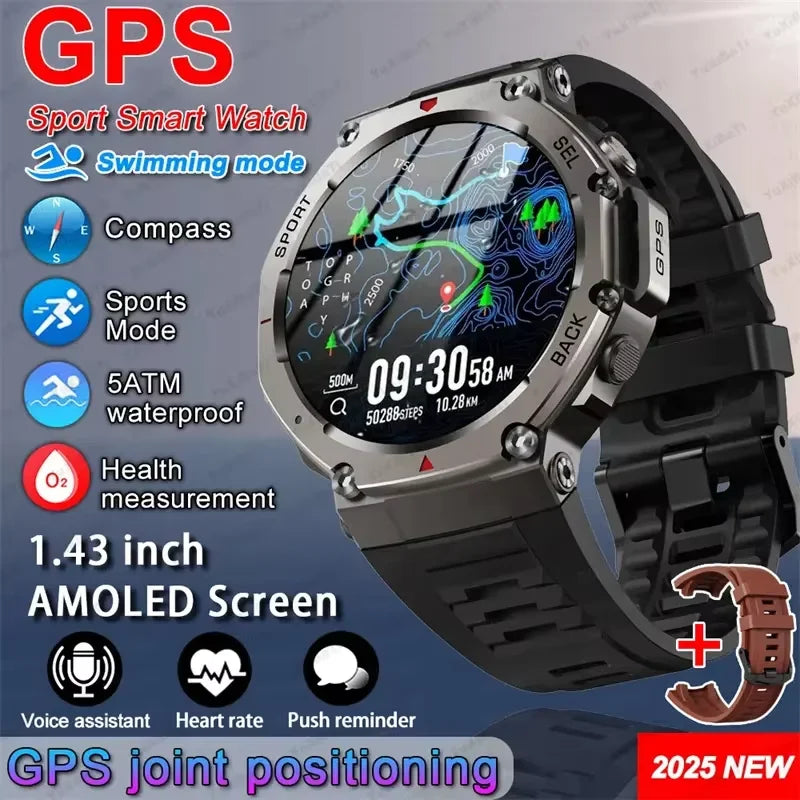 T-Rex 3 GPS Smart Watch 10ATM IP69K Waterproof Clock Compass Altimeter Call Military Sports Smartwatch Men For HUAWEI Bracelet