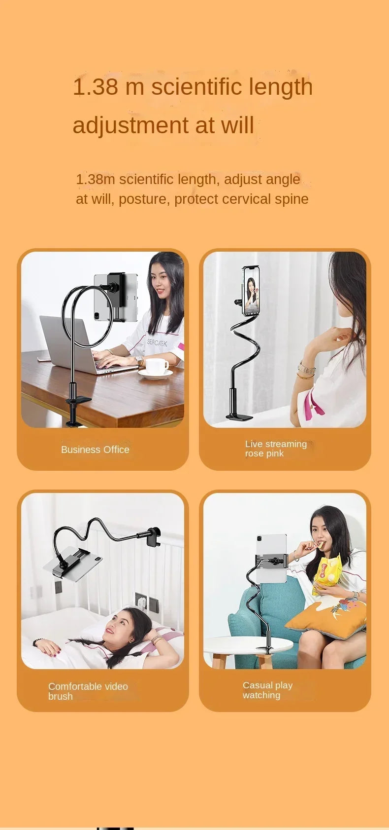 Tablet Stand for Desk Clip Rotating Lazy Flexible Gooseneck Clamp Universal Long Arm Mount for Ipad Bed Desk Mobile Phone Holder