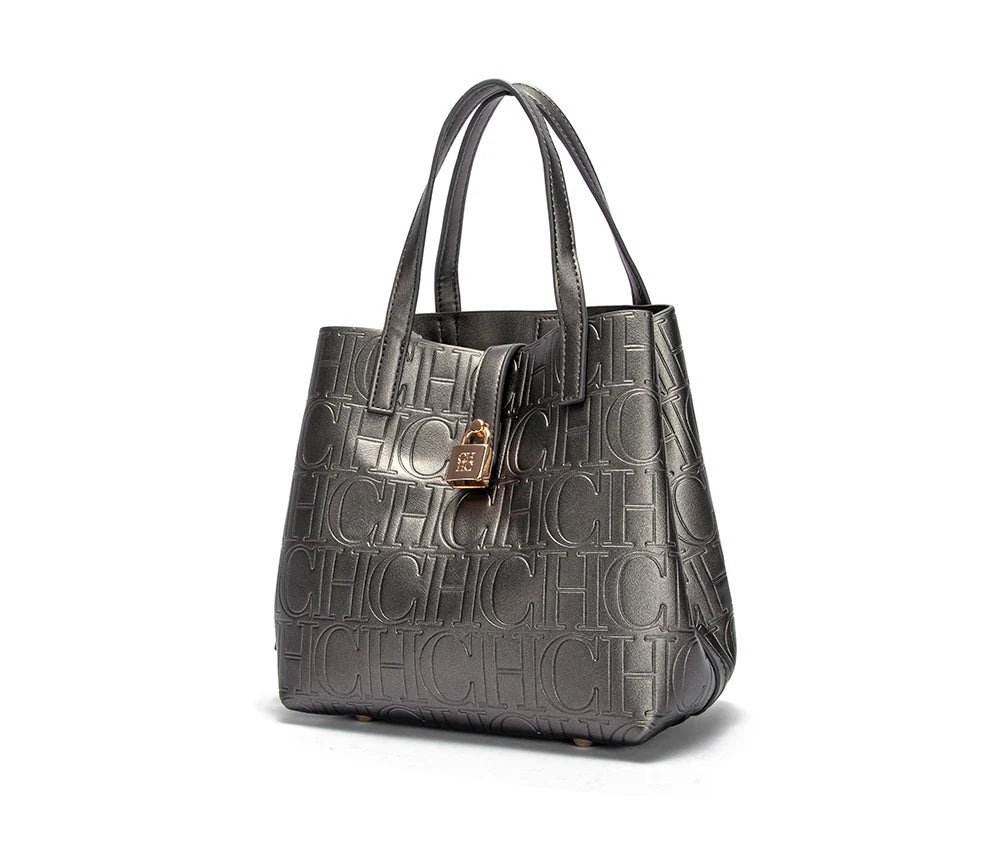 Steel Embossed PU Tote Bag – Elegant Handheld Shoulder Bag for Women