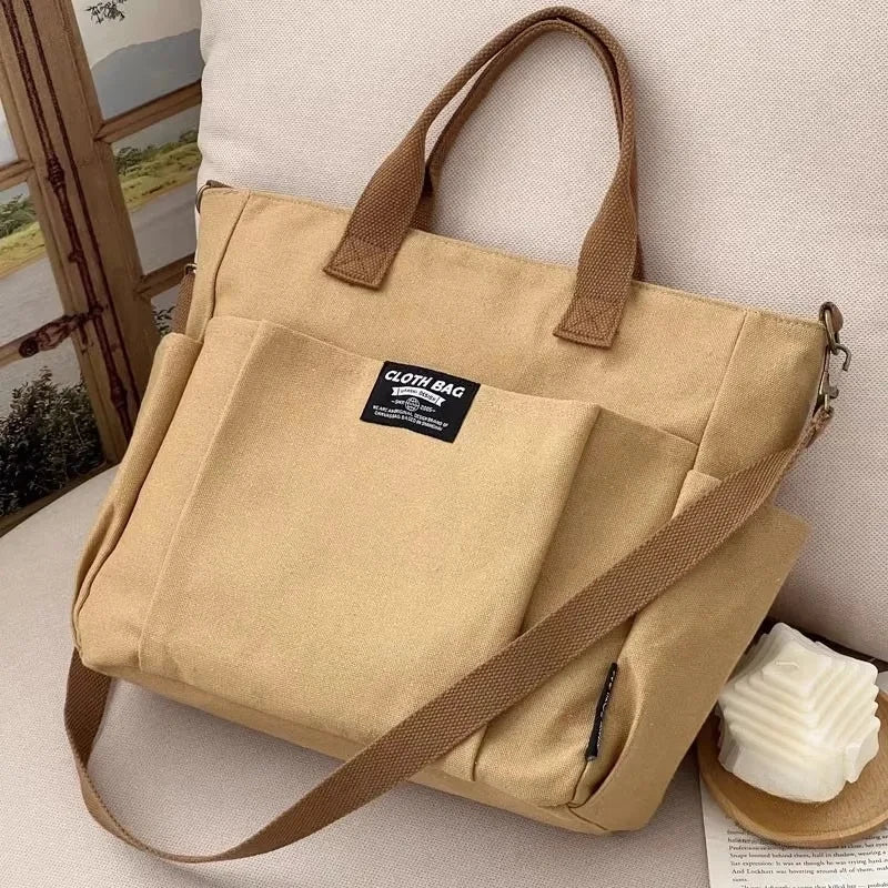 Canvas Laptop Tote Bag – Large Capacity Crossbody for Women & Students