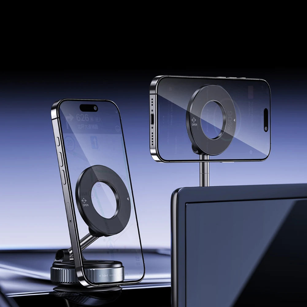 Magnetic Vacuum Adsorption Car Phone Mount 360° Rotatable Folding Mobile Phone Stand for Car/Gym/Mirror/Shower/Smooth Surface