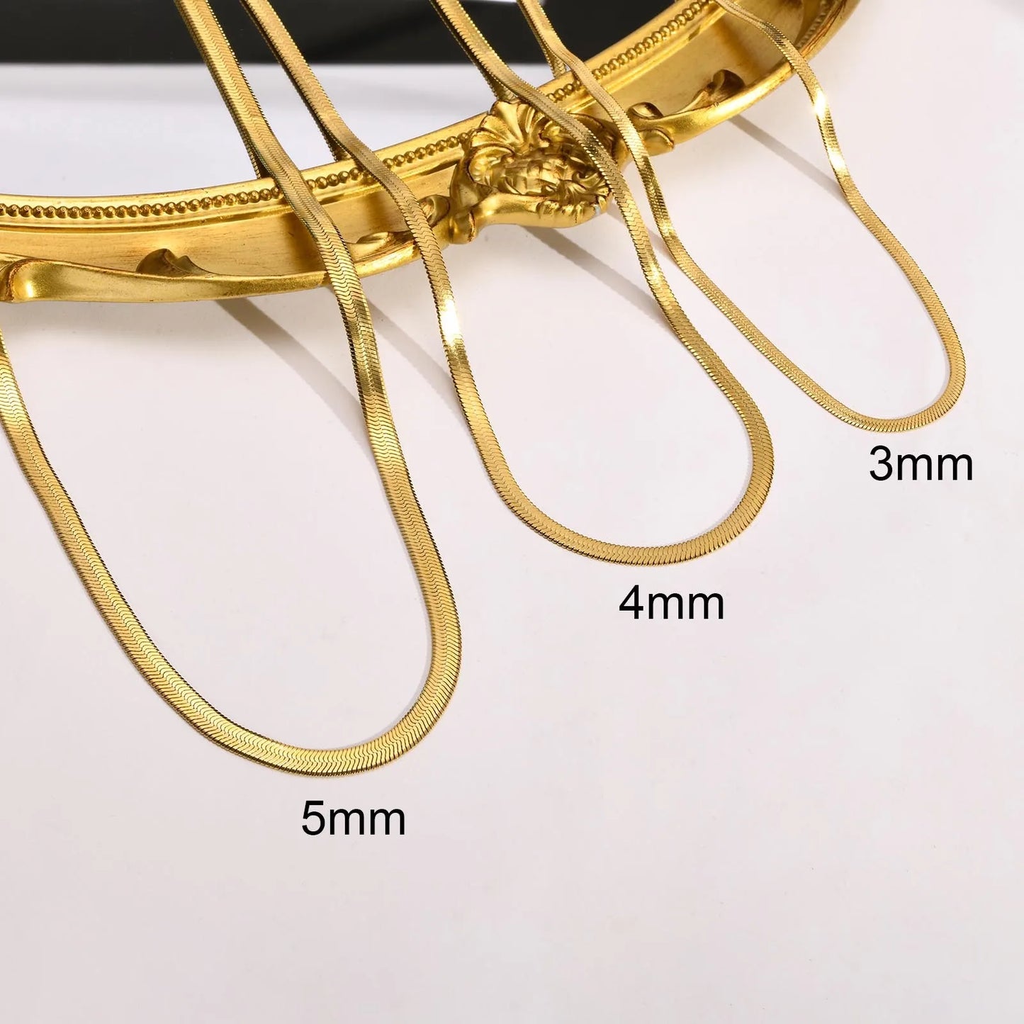 Stainless Steel Width 3mm/4mm/5mm Flat Snake Chain Choker Necklaces for Men