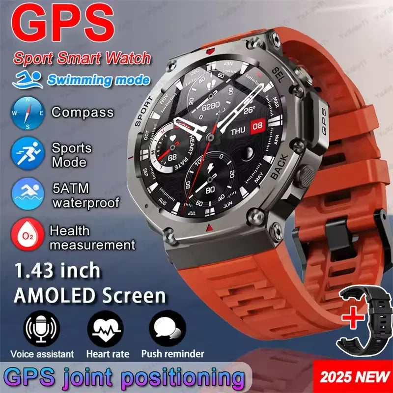 T-Rex 3 GPS Smart Watch 10ATM IP69K Waterproof Clock Compass Altimeter Call Military Sports Smartwatch Men For HUAWEI Bracelet