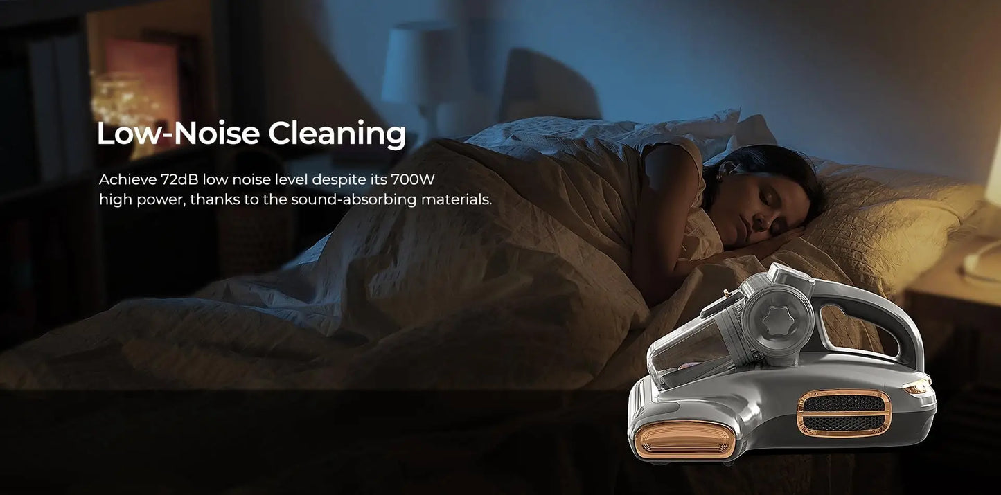 EU Stocks JIGOO T600 Bed Mattress Vacuum Cleaner Grey-EU-Dual Cup Design-99.99% Dust Mite Removal with Aroma-Diffused System