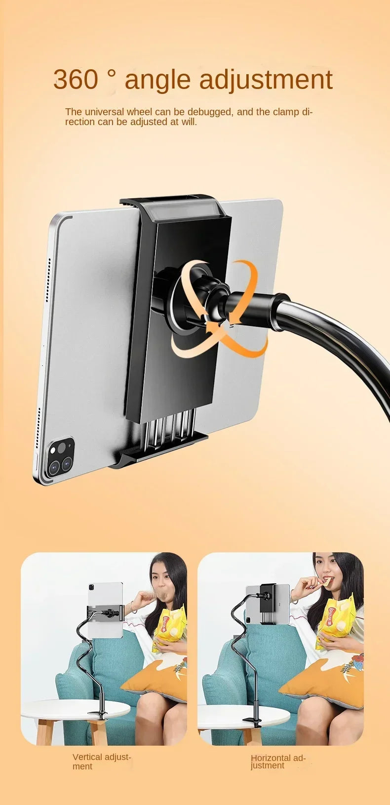 Tablet Stand for Desk Clip Rotating Lazy Flexible Gooseneck Clamp Universal Long Arm Mount for Ipad Bed Desk Mobile Phone Holder